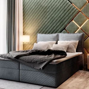 Boxspringbed LENTE 160×200 cm Set met hoofdbord, bedbodem en matras, Antracietgrijs Boxspringbed LENTE 160×200 cm Set met hoofdbord, bedbodem en matras, Antracietgrijs