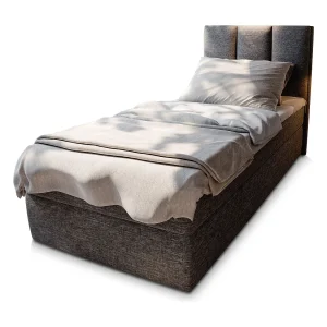 Boxspringbed MERIL 90×200 cm Set met hoofdbord, bedbodem en matras, Grijs Boxspringbed MERIL 90×200 cm Set met hoofdbord, bedbodem en matras, Grijs