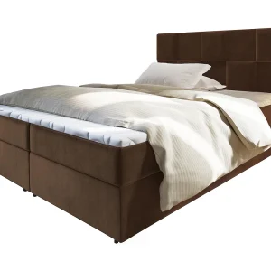 Boxspringbed PRATA 140×200 cm Set met hoofdbord, bedbodem en matras, Bruin Boxspringbed PRATA 140×200 cm Set met hoofdbord, bedbodem en matras, Bruin