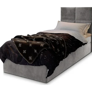 Boxspringbed LENA 100×200 cm Set met hoofdbord, bedbodem en matras, Lichtgrijs