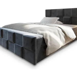 Boxspringbed MONA 140×200 cm Set met hoofdbord, bedbodem en matras, Grijs Boxspringbed MONA 140×200 cm Set met hoofdbord, bedbodem en matras, Grijs