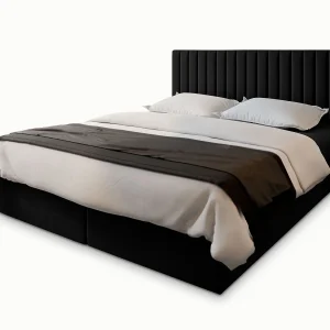 Boxspringbed BRESEL 160×200 cm Set met hoofdbord, bedbodem en matras, Zwart Boxspringbed BRESEL 160×200 cm Set met hoofdbord, bedbodem en matras, Zwart