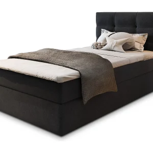 Boxspringbed GLOS 90×200 cm Set met hoofdbord, bedbodem en matras, Zwart Boxspringbed GLOS 90×200 cm Set met hoofdbord, bedbodem en matras, Zwart