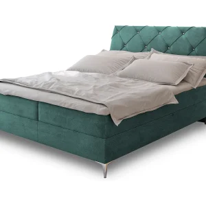 Boxspringbed MACON 160×200 cm Set met hoofdbord, bedbodem en matras, Blauw Boxspringbed MACON 160×200 cm Set met hoofdbord, bedbodem en matras, Blauw
