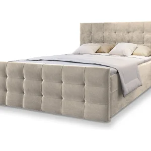Boxspringbed AMON 180×200 cm Set met hoofdbord, bedbodem en matras, Beige