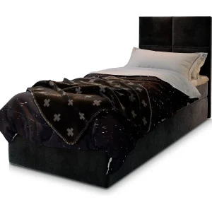 Boxspringbed LENA 90×200 cm Set met hoofdbord, bedbodem en matras, Zwart Boxspringbed LENA 90×200 cm Set met hoofdbord, bedbodem en matras, Zwart