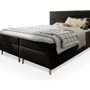 Boxspringbed SANTA 140×200 cm Set met hoofdbord, bedbodem en matras, Zwart Boxspringbed SANTA 140×200 cm Set met hoofdbord, bedbodem en matras, Zwart