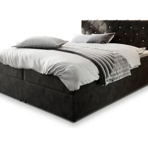 Boxspringbed RIVA 140×200 cm Set met hoofdbord, bedbodem en matras, Zwart Boxspringbed RIVA 140×200 cm Set met hoofdbord, bedbodem en matras, Zwart