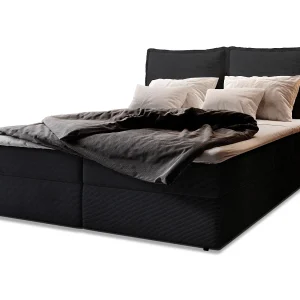 Boxspringbed LENTE 160×200 cm Set met hoofdbord, bedbodem en matras, Zwart