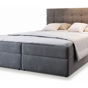Boxspringbed GLOS 180×200 cm Set met hoofdbord, bedbodem en matras, Grijs Boxspringbed GLOS 180×200 cm Set met hoofdbord, bedbodem en matras, Grijs