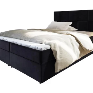 Boxspringbed PRATA 160×200 cm Set met hoofdbord, bedbodem en matras, Zwart Boxspringbed PRATA 160×200 cm Set met hoofdbord, bedbodem en matras, Zwart