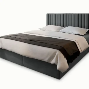 Boxspringbed BRESEL 180×200 cm Set met hoofdbord, bedbodem en matras, Grijs