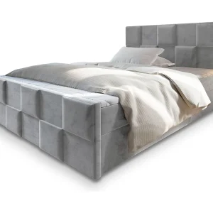 Boxspringbed MONA 180×200 cm Set met hoofdbord, bedbodem en matras, Lichtgrijs Boxspringbed MONA 180×200 cm Set met hoofdbord, bedbodem en matras, Lichtgrijs