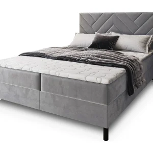 Boxspringbed ROKIS 180×200 cm Set met hoofdbord, bedbodem en matras, Lichtgrijs