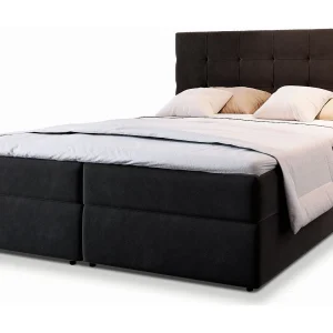 Boxspringbed GLOS 160×200 cm Set met hoofdbord, bedbodem en matras, Zwart