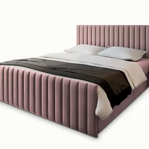 Boxspringbed ARION 140×200 cm Set met hoofdbord, bedbodem en matras, Poederroze