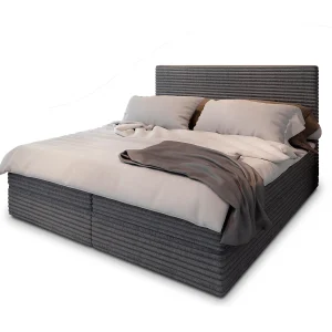 Boxspringbed PISA 160×200 cm Set met hoofdbord, bedbodem en matras, Grijs Boxspringbed PISA 160×200 cm Set met hoofdbord, bedbodem en matras, Grijs