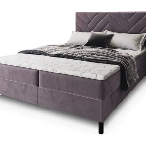 Boxspringbed ROKIS 180×200 cm Set met hoofdbord, bedbodem en matras, Paars