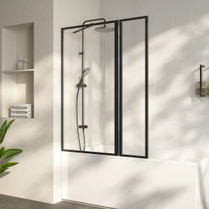 Zwart mat bad- Ombouw, draaibaar paneel, 100 x 140 x 1,92 cm, glas en metaal, BRADENTON