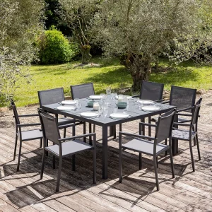CAGLIARI grijs textilene tuinset voor 8 personen – aluminium antraciet CAGLIARI grijs textilene tuinset voor 8 personen – aluminium antraciet