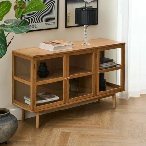 Buffetkast Svendborg – 3 deuren, 3 planken – Massief eikenhout & glas – Natuurlijk
