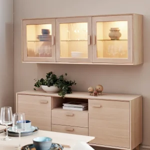 Buffetkast Porto – 3 deuren, 2 laden – Massief eikenhout & MDF – Naturel