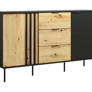 Buffet design IZO – 2 deuren & 3 laden – Onyx zwart & Licht eiken – 165x92x40 cm Buffet design IZO – 2 deuren & 3 laden – Onyx zwart & Licht eiken – 165x92x40 cm