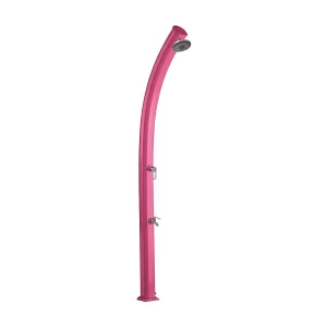 Buitendouche op zonne-energie Jolly 25L Formidra 233x15x16.5cm- Aluminium roze – Voetspoeling, kop en mengkraan – Douchegarnituur voor buiten.  – Roze