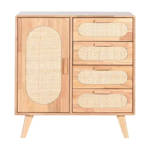 Buffet van rubberhout en rotan, 73,5 x 35 x 78 cm, naturel. Buffet van rubberhout en rotan, 73,5 x 35 x 78 cm, naturel.