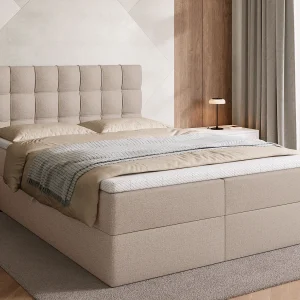 Boxspringbed met hoofdeinde, matras en dekmatras – DETROIT – 140×200 – beige Boxspringbed met hoofdeinde, matras en dekmatras – DETROIT – 140×200 – beige