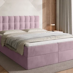 Boxspringbed met hoofdeinde, matras en dekmatras – DETROIT – 160×200 – poederroze Boxspringbed met hoofdeinde, matras en dekmatras – DETROIT – 160×200 – poederroze