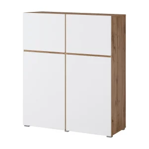 Buffetkast HAVANA – 120cm – 4 openslaande deuren – Eiken en wit – Minimalistisch en modern ontwerp Buffetkast HAVANA – 120cm – 4 openslaande deuren – Eiken en wit – Minimalistisch en modern ontwerp