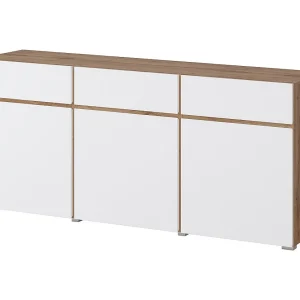 Buffet HAVANA – 180 cm – 3 draaideuren en 3 laden – Eiken en wit – Hedendaags ontwerp Buffet HAVANA – 180 cm – 3 draaideuren en 3 laden – Eiken en wit – Hedendaags ontwerp