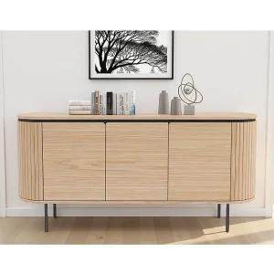 Buffet 160 cm 3 deuren licht eiken en zwart – Collectie SÖREN