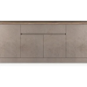 Buffet SASHA – 4 deuren, 1 lade en LED – Brons en houten bovenblad Mercurius Buffet SASHA – 4 deuren, 1 lade en LED – Brons en houten bovenblad Mercurius