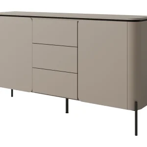 Buffet BELLA 2 deuren 3 laden – Afwerking Congo mat – Zwarte metalen poten