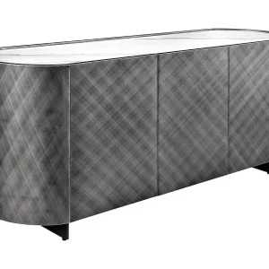 Buffet 150 cm 3 deuren 1 lade grijs en wit marmer – Collectie MILANO