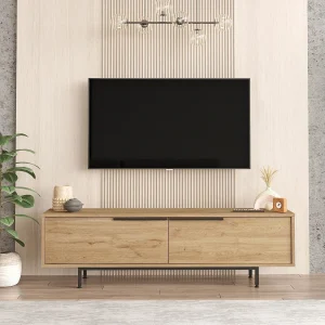 Moderne Bruin Houten TV-meubel "Calvin" – 160 x 35 x 45 cm – Elegant Ontwerp Moderne Bruin Houten TV-meubel "Calvin" – 160 x 35 x 45 cm – Elegant Ontwerp