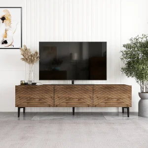 Moderne Bruin Houten TV-meubel "Felix" – 160 x 31 x 44 cm – 3 Deuren – Elegant Ontwerp Moderne Bruin Houten TV-meubel "Felix" – 160 x 31 x 44 cm – 3 Deuren – Elegant Ontwerp