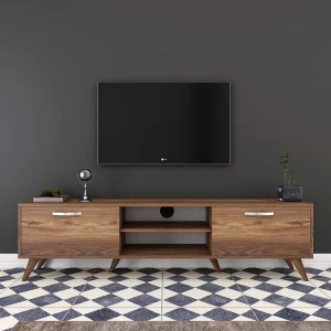 Moderne Bruin Houten TV-standaard "Atik" – 180 x 35 x 48 cm – Elegant Ontwerp Moderne Bruin Houten TV-standaard "Atik" – 180 x 35 x 48 cm – Elegant Ontwerp