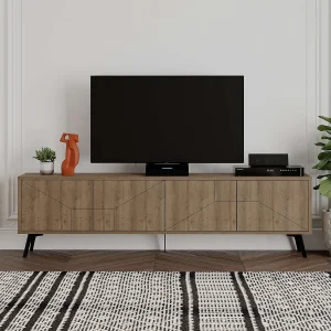 Modern Bruin Houten TV-meubel "Dune" – 180 x 29 x 50 cm – Elegant Ontwerp Modern Bruin Houten TV-meubel "Dune" – 180 x 29 x 50 cm – Elegant Ontwerp