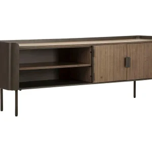 Cannon TV-meubel, Woonkamerdressoir, Lage tv-kast, Voorzien van wandbasis, 150×42 h58 cm, Grijs en Bruin Cannon TV-meubel, Woonkamerdressoir, Lage tv-kast, Voorzien van wandbasis, 150×42 h58 cm, Grijs en Bruin