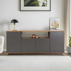 Moderne Houten Dressoir "Arista" – 180 x 44 x 75 cm – Antraciet Grijs Moderne Houten Dressoir "Arista" – 180 x 44 x 75 cm – Antraciet Grijs