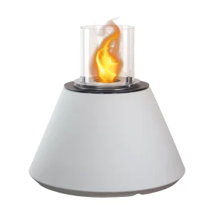 Brasero de jardin cheminée au bioéthanol pour intérieur et extérieur STROMBOLI Blanc Perle d.60 x h56