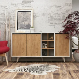 Moderne Scandinavische Houten Buffetkast "Prava" – Bruin 140 x 40 x 86 cm Moderne Scandinavische Houten Buffetkast "Prava" – Bruin 140 x 40 x 86 cm