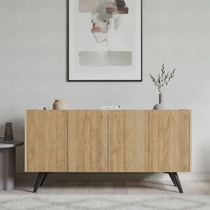 Moderne Bruin Houten Buffet "Pekin" – 150 x 40 x 76 cm – Elegant Design – 4 Planken