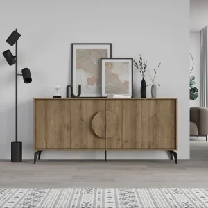 Moderne Bruin Houten Buffet "Gora Wide" – 180 x 36 x 82 cm – Elegant Design