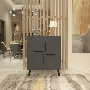 Moderne Grijze Antraciet Houten Buffet "Makro" – 70 x 35 x 90 cm – 4 Deuren Moderne Grijze Antraciet Houten Buffet "Makro" – 70 x 35 x 90 cm – 4 Deuren