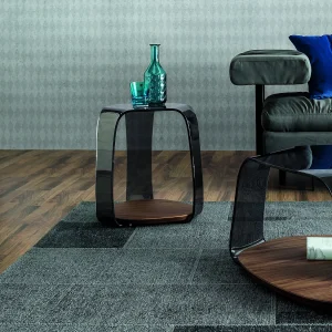 Chakra salontafel – gerookt glas, Canaletto walnoot Chakra salontafel – gerookt glas, Canaletto walnoot