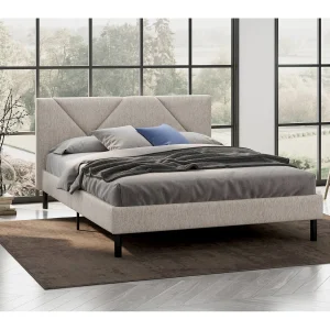 Calitri Frans tweepersoonsbed, Gestoffeerd stoffen bed met hoofdbord, Houten lattenbodem, geschikt voor matras 140×190, Beige Calitri Frans tweepersoonsbed, Gestoffeerd stoffen bed met hoofdbord, Houten lattenbodem, geschikt voor matras 140×190, Beige